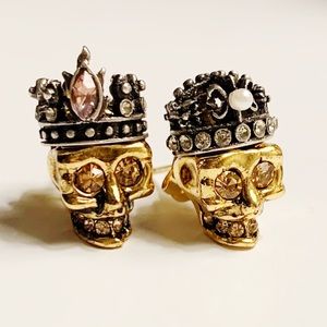 Alexander McQueen King & Queen Skull Earrings.